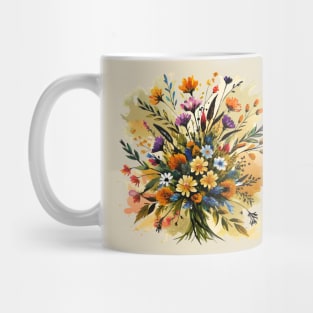 Ink wash painting of wildflowers Mug